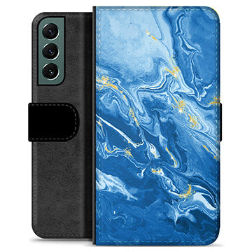 Samsung Galaxy S22+ 5G Premium Flip Cover med Pung - Farverig Marmor