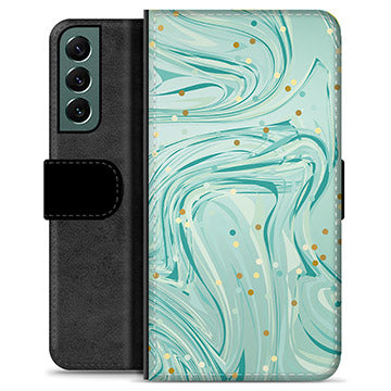 Samsung Galaxy S22+ 5G Premium Flip Cover med Pung - Grøn Mynte