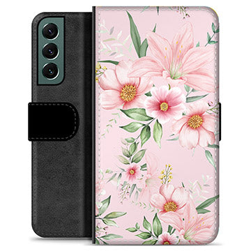 Samsung Galaxy S22+ 5G Premium Flip Cover med Pung - Vandfarveblomster