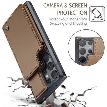 Samsung Galaxy S22 Ultra 5G Caseme C22-etui RFID-kortpung - Brun