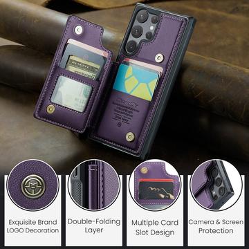 Samsung Galaxy S22 Ultra 5G Caseme C22-etui RFID-kortpung - Lilla