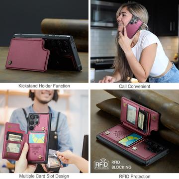 Samsung Galaxy S22 Ultra 5G Caseme C22-etui RFID-kortpung - Rød