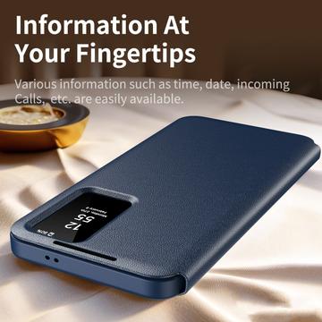 Samsung Galaxy S22 Ultra 5G Smart Clear View Flip etui med kortplads - Safir