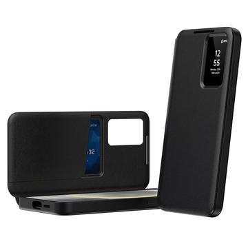 Samsung Galaxy S22+ 5G Smart Clear View Flip etui med kortplads - Sort