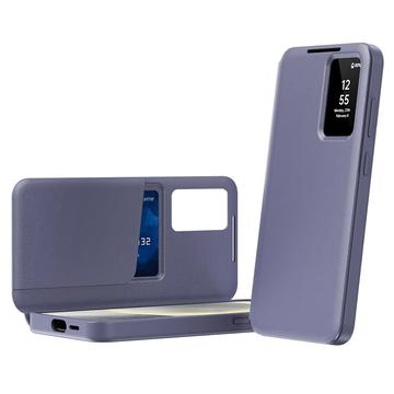 Samsung Galaxy S22+ 5G Smart Clear View Flip etui med kortplads - grå-lilla