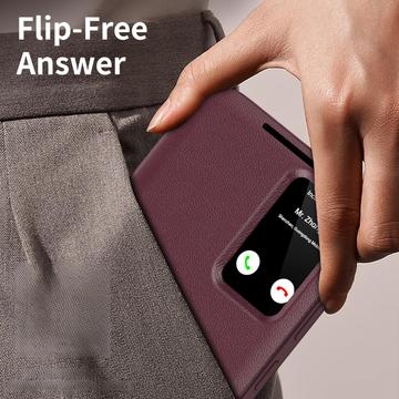 Samsung Galaxy S22+ 5G Smart Clear View Flip etui med kortplads - Vinrød