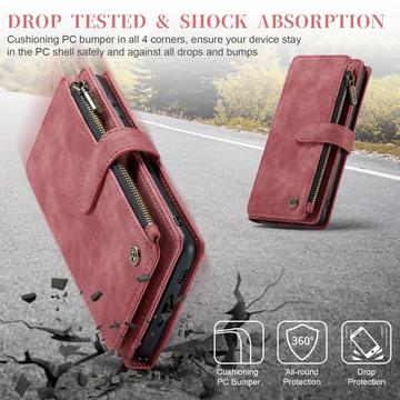 Samsung Galaxy S23 5G Caseme 2-i-1 Multifunktionel Pung - Rød