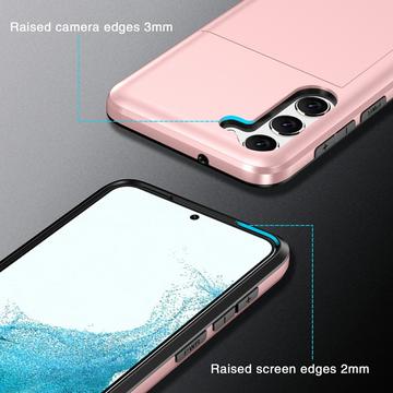 Samsung Galaxy S23 5G Hybrid Cover med Glidende Kortslot - Rødguld