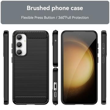 Samsung Galaxy S23 FE Børstet TPU Cover - Karbonfiber - Sort