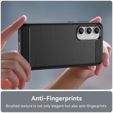 Samsung Galaxy S23 FE Børstet TPU Cover - Karbonfiber - Sort