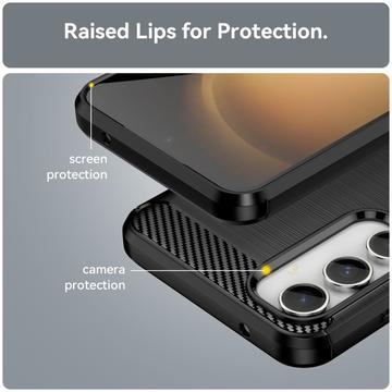 Samsung Galaxy S23 FE Børstet TPU Cover - Karbonfiber - Sort