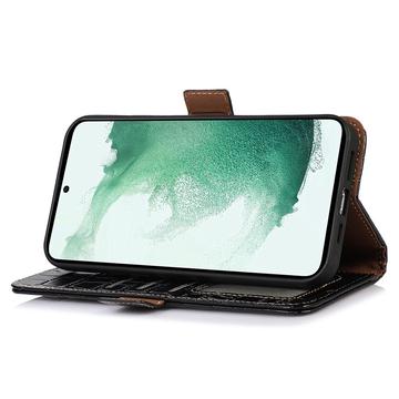 Samsung Galaxy S23 FE Crocodile Series Læderpung med RFID - Sort
