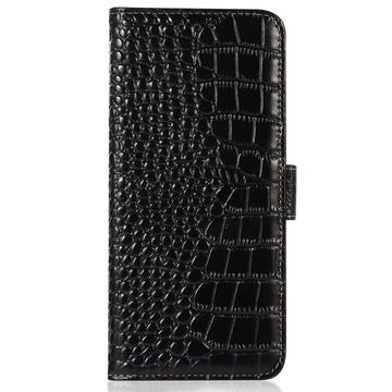 Samsung Galaxy S23 FE Crocodile Series Læderpung med RFID - Sort