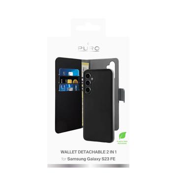 Samsung Galaxy S23 FE Puro 2-i-1 Magnetisk Pung Taske - Sort