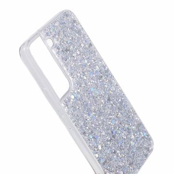 Samsung Galaxy S23 Glitter Flakes TPU Cover - Sølv