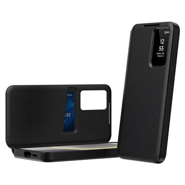 Samsung Galaxy S23 Smart Clear View Flip etui med kortplads - Sort