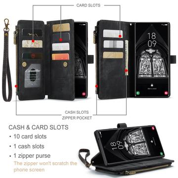 Samsung Galaxy S23 Ultra 5G Caseme 2-i-1 Multifunktionel Pung - Sort