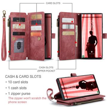 Samsung Galaxy S23 Ultra 5G Caseme 2-i-1 Multifunktionel Pung - Rød
