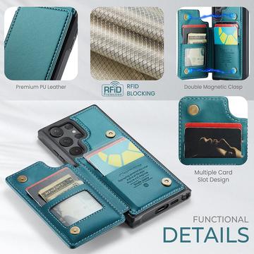 Samsung Galaxy S23 Ultra 5G Caseme C22-etui RFID-kortpung - Grøn