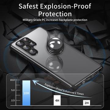 Samsung Galaxy S23 Ultra 5G Magnetisk Cover med Hærdet Glas - Privatliv - Sort