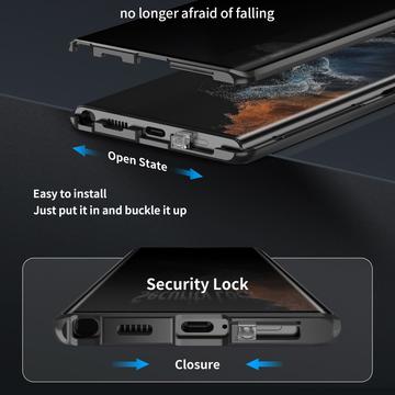 Samsung Galaxy S23 Ultra 5G Magnetisk Cover med Hærdet Glas - Privatliv - Sort
