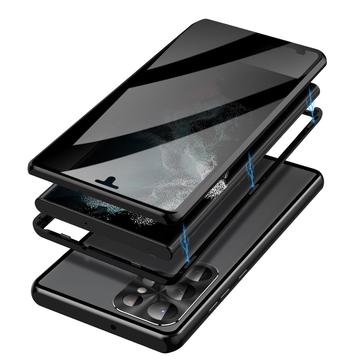 Samsung Galaxy S23 Ultra 5G Magnetisk Cover med Hærdet Glas - Privatliv - Sort