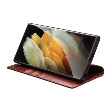 Samsung Galaxy S23 Ultra 5G Qialino Classic Læderpung - Brun