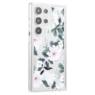 Samsung Galaxy S23 Ultra Fashion TPU Cover - hvide blomster