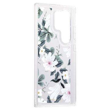 Samsung Galaxy S23 Ultra Fashion TPU Cover - hvide blomster