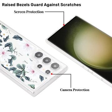 Samsung Galaxy S23 Ultra Fashion TPU Cover - hvide blomster