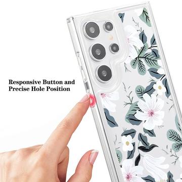 Samsung Galaxy S23 Ultra Fashion TPU Cover - hvide blomster