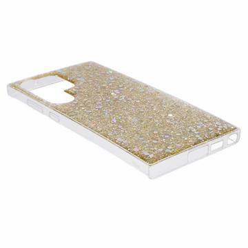 Samsung Galaxy S23 Ultra Glitter Flakes TPU Cover - Guld