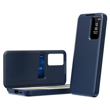 Samsung Galaxy S23 Ultra Smart Clear View Flip etui med kortplads - Safir