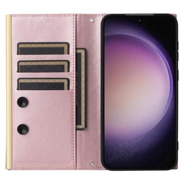 Samsung Galaxy S23+ Luksus Vatteret Pung - Rødguld