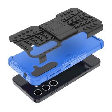 Samsung Galaxy S24 Anti-Slip Hybrid Cover med Stativ - Blå / Sort