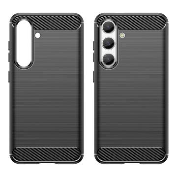 Samsung Galaxy S24 Børstet TPU Cover - Karbonfiber - Sort