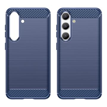 Samsung Galaxy S24 Børstet TPU Cover - Karbonfiber - Blå