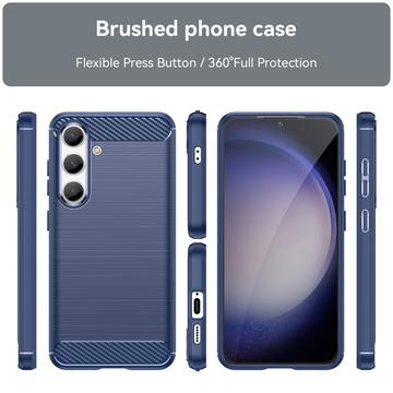 Samsung Galaxy S24 Børstet TPU Cover - Karbonfiber - Blå