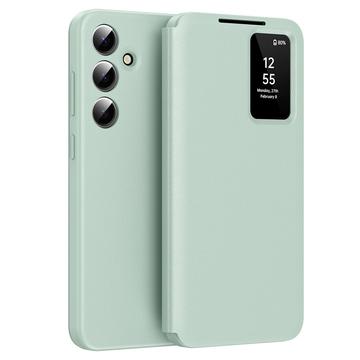 Samsung Galaxy S24 FE Smart Clear View Flip Cover med kortplads - Lysegrøn