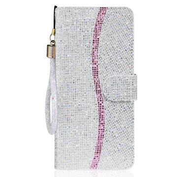Samsung Galaxy S24 FE Stilfuldt glitterpungetui - sølv