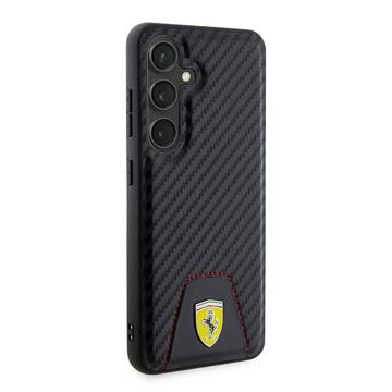 Samsung Galaxy S24 Ferrari Carbon Syet Bund Cover - Sort