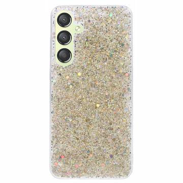 Samsung Galaxy S24 Glitter Flakes TPU Cover - Guld