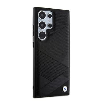 Samsung Galaxy S24 Ultra BMW Signature Crossing Lines Pattern læderbetrukket etui - sort