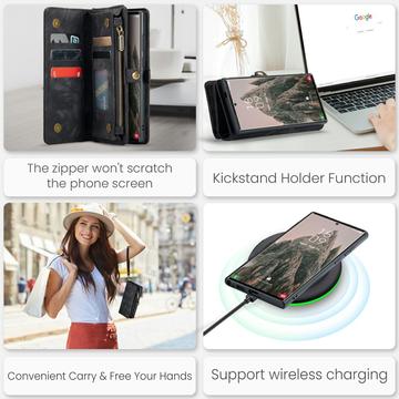 Samsung Galaxy S24 Ultra Caseme 008 2-i-1 Multifunktionel Pung - Sort