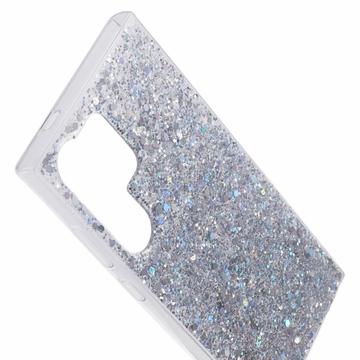 Samsung Galaxy S24 Ultra Glitter Flakes TPU Cover - Sølv