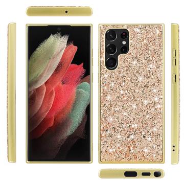 Samsung Galaxy S24 Ultra Glitter Series Hybrid Cover - Guld