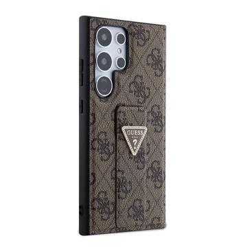 Samsung Galaxy S24 Ultra Guess 4G Grip Stand Triangle Logo Etui - Brun