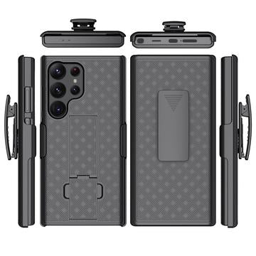 Samsung Galaxy S24 Ultra Hybrid Cover med Bælteklips - Sort