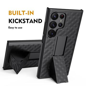 Samsung Galaxy S24 Ultra Hybrid Cover med Bælteklips - Sort