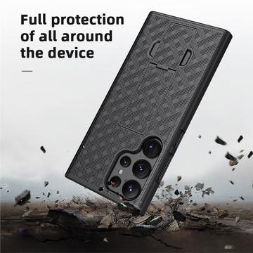 Samsung Galaxy S24 Ultra Hybrid Cover med Bælteklips - Sort